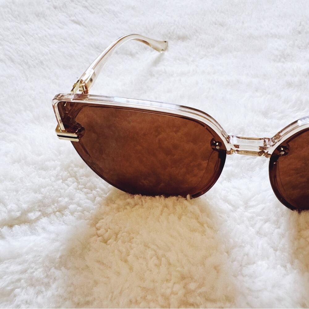 Genevieve Light Brown Rimless Polarized Sunglasses - Picture 7 of 11